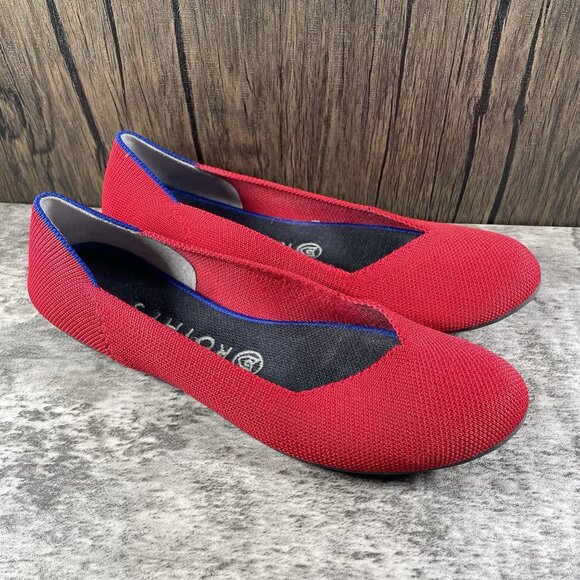 Rothy’s Shoes - Rothy’s The Flat Women’s 8 Red Round Toe Knit Slip On Ballet Flats